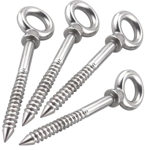 AYYSSM 20 STK. M5/M6/M8/M10 Edelstahl 316 Augenform Holzschraube Zuggewinde Augenschraube Öse rund selbstschneidende Haken Ring(Size:M5x50mm)