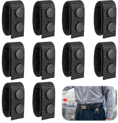 MUYAPAY 10 Piezas Cinturón Keeper Trabillas Tácticas, Hebilla Cinturon Tactico Policial, Trabillas de Cinturón Hebillas Cinturon Hombre, Mosqueton Tactico, para Montañismo, Senderismo