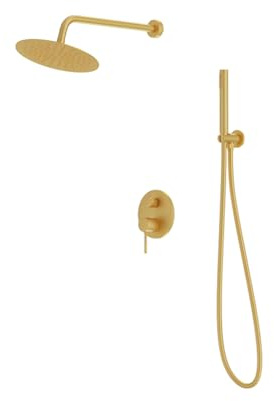 Lavita Orion Brushed Gold Unterputz-Duschset Duschen Komplette Dusche Duschgarnitur mit Regendusche Duschbrause Set Armatur Modernes Design