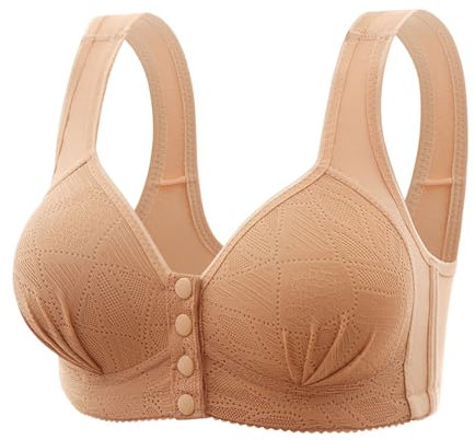 TYUIOP Cotton Sports Bra Front Fastening Bras for Women UK Plus Size Cotton Pull On Bras Push Up Bralette Satin Bra for Women Full Cup 2 Sizes Bigger Strapless