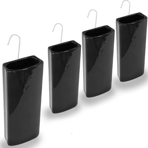Paluplus Set 4 Evaporatori d'acqua per termosifoni in Ceramica, misura 8x4x19 cm, Umidificatore con motivo LUCIDO e gancio a forma di S -2025 (Nero)