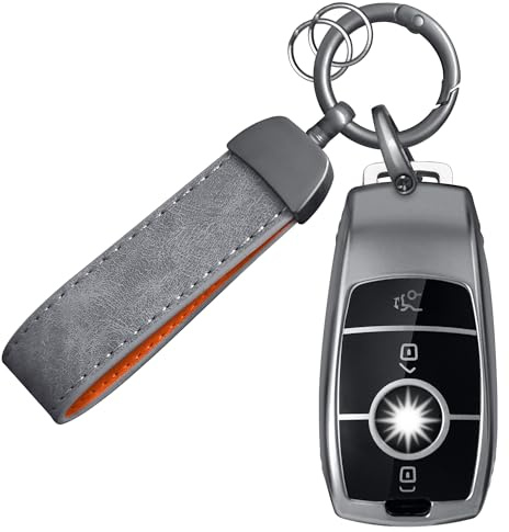 Coque de Clé de Voiture Compatible avec Benz AMG A C E G S CLA GLA GLB GLE CLS GLS, TPU Couvre Clef, Étui Clé de Voiture- Noir Gris- B