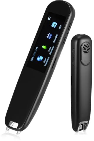 Scan Reader Pen, OCR Digital Translator and Reading Pen For Dyslexia Autism Students, Smart Voice Pen Support 112 Language Voice Translation Offline Scanning Reading for Learning Travel, Black