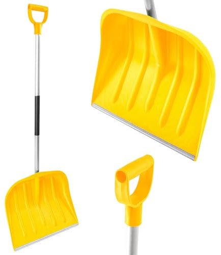 KB Tools Pala da neve per vialetto, in polipropilene resistente, con manico in alluminio, pala da neve senza fili per giardino, cortile, patio, materiale riciclato, prodotta in UE
