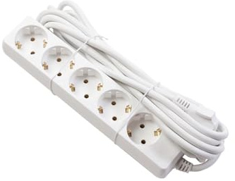 GTV Haushalts-Verlängerungskabel, Steckdosenleiste mit 5 Schuko-Steckdosen, 5m Länge, max. Belastung 3500 W, Euro-Stecker, langlebig und sicher