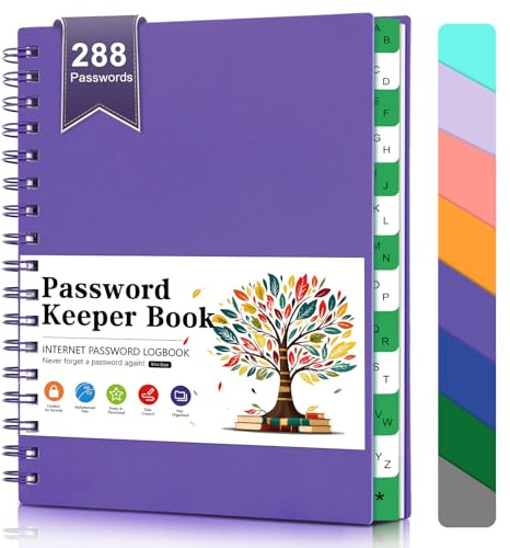BLESWIN Petit Livre de Mots de Passe - Livre de Mots de Passe à Spirale, Mini Carnet de Mots de Passe, Journal de Mots de Passe pour les Adresses de Sites Internet, Détails de Connexion, Violet Foncé