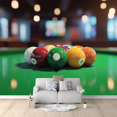 Fotomurales 250 x 175 cm Papel pintado Mesa de billar y snooker tejido no tejido Decoración de Pared decorativos Verde Murales Diseno Fotográfico Apto para salón y dormitorio