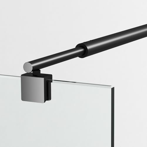 Stabilizzatore per Doccia Retrattile 73-123 cm Nero Opaco, Asta di Tenuta in Acciaio INOX per Spessore Vetro 8-10 mm per Parete Doccia Retrattile Box Doccia