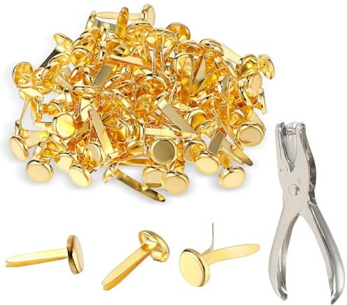 QEEROYO 100 Stück Mini Brads Musterbeutelklammern, Scrapbooking Brads, Mini Runde Brads, Metall Musterbeutelklammern, Mini Brads Papierverschlüsse, für DIY Schulbüro Basteln Dekorationenherstellung