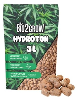 Bio2Grow Blähton Pebbles 3L - Grow Anbau Indoor Outdoor - Kugeln Hydrokultur Drainage Ton-Granulat Perlite Blumenerde
