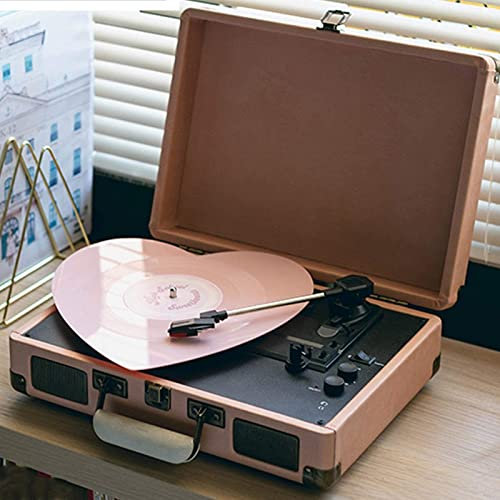 JFNHUTL Portable Briefcase,Retro Record Player Bluetooth with Speakers for Vinyl, Supports Bluetooth Playba e