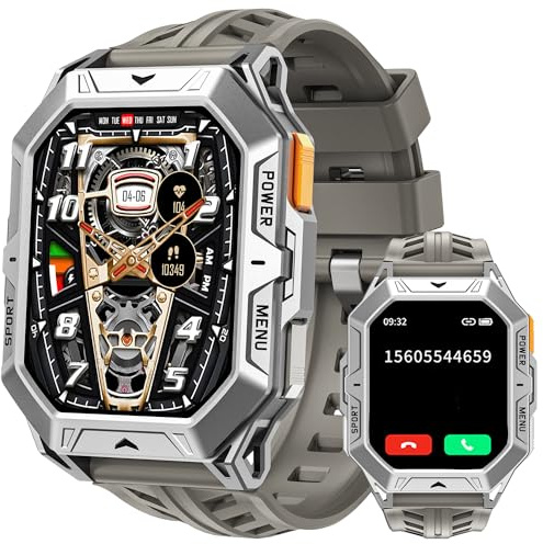 Smart Watch Answer/Make Calls Compass Barometer 1000mAh Extra-Long Battery Rugged 100+ Sports Modes Outdoor Military 2.13 inch AMOLED Smart Watches for Men Heart Rate Sleep Monitor
