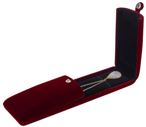 FINGERINSPIRE Scatola Di Imballaggio Per Gioielli In Velluto Rosso Scuro Custodia Espositore Per Collane Con Ciondolo Scatola Regalo A Catena Lunga