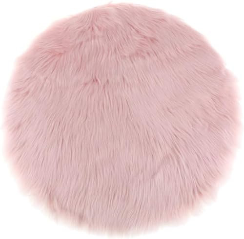 Tappeto rotondo in finta pelliccia, 40 cm, cuscino in morbida pelle di pecora artificiale, comodo tappetino per pavimento in finta pelliccia, ideale per la decorazione della casa e il comfort