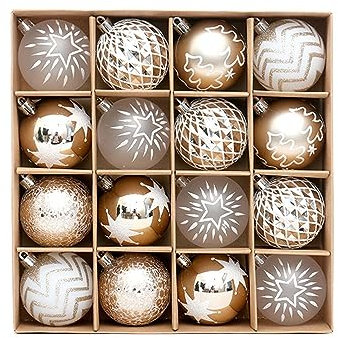 DIIOOMIEEU Pallina di Natale infrangibile, collezione di ornamenti in bianco e oro per la decorazione dell'albero di Natale bella