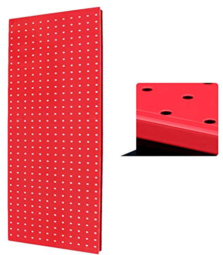Panneau perforé en métal pour garage et atelier – Système d'étagère et d'outils mural, 1 mm d'épaisseur (88 x 30 cm), rouge – Idéal pour la maison, le bureau, l'abri de jardin et le rangement