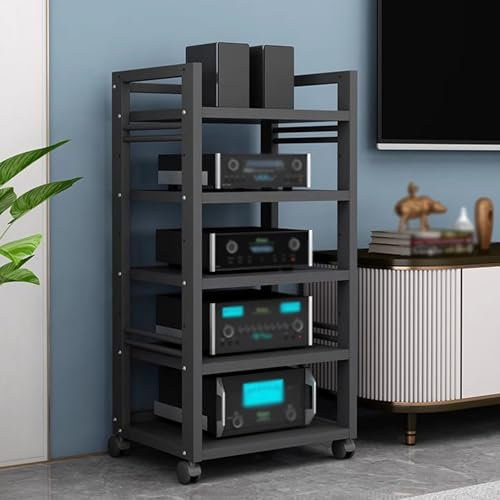 Audio Rack Hifi Shelf 5-stufiger Medienständer-Regal, Aufbewahrung für Unterhaltungs-Stereokomponenten Audio Tower Rack, Eck CD TV Media Player Ständer for Lautsprecher Mischpulte Projektoren(A)