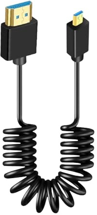 Camera Monitor Coiled Cable – höghastighetsstödsindikatorkabel, kompakt flexibel fjädersträckningstråd | hållbar anslutningskabel för videoinspelare, utomhusfotografering, studiouppsättning, E