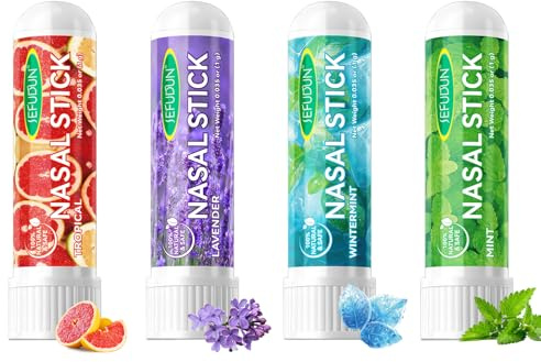 4 Stück Nasal Stick, Inhalierstift für Die Nase, Winterminze, Minze, Grapefruit, Lavendel Riechstifte für Ätherische Öle, Schnelle Hilfe Von Einer Verstopften Nase, Steigert Den Fokus