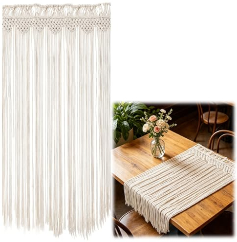 Ghligna 90x180cm Makramee Vorhang Tür, Baumwolle Vorhang Boho
