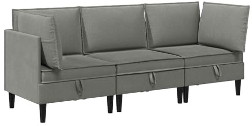 QJBSAVVA 3-teilige Wohnzimmergarnitur Dunkelgrau Stoff Moderne Couchgarnitur mit Ecksofa und Mittelsofa Ergonomisches Design Stabiler Sperrholzrahmen Wohnzimmermöbel Set 70x70x82 cm