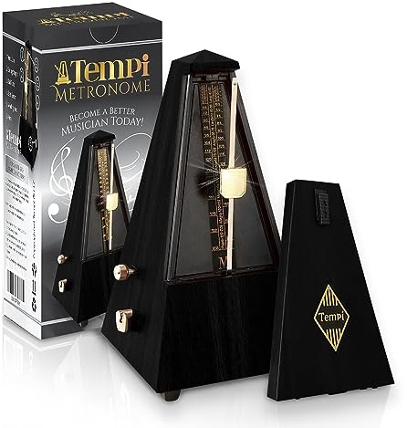 Tempi Tempi Metronom für Musiker (Plastic Black Grain Furnier) mit Werde ein besserer Musiker!