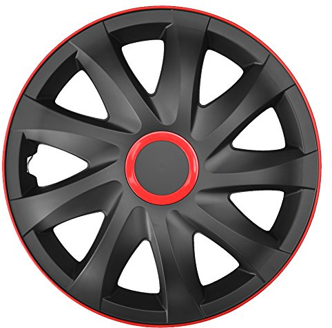 4-er Set Radkappen Radzierblenden Kando Race 13 Zoll 13'' schwarz rot black red