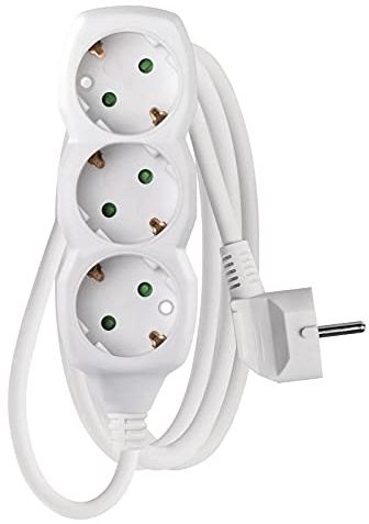 EMOS - 3-fach Steckdosenleiste 1,5m - 3 Schuko-Steckdosen 45° gedreht - 250 V, 16 A, 3680 W - hochwertige PVC-Isolierung - H05VV-F3G 1,5 mm2 - erhöhter Berührungsschutz - IP20 für Innen - weiß