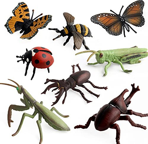 CTForest 8 Stück Modell aus Insektenplastik, Insekten für Kinder, Tiersammlung Insekten Kunststoff, Geeignet für Geburtstagsgeschenke für Kinder, Helfen, Natürliche Kreaturen zu Verstehen (8 Stile)
