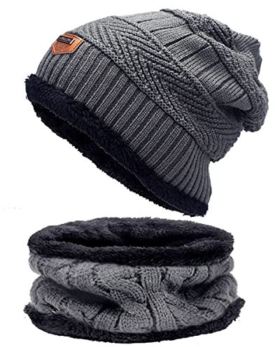 Daysskk Strickmütze Winter Herren Beanie Mütze Warme Damen Herren Mütze Schal Set Warme Herren Herrenmützen Winter Mit Fleecefutter