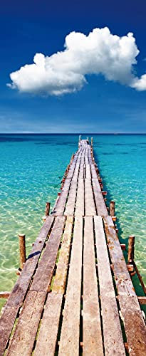 A.Monamour Türtapete Selbstklebend Türfolie Türposter 3D Holzsteg Über Blauem Meer Tropische Landschaft In Kood Island Thailand Vinyl Folie Türdeko Tapete Wandbild Türaufkleber Türtattoo 85 x 200 cm