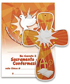 Fratelli Bonella | Croce per Bambini con attestato ricordo CRESIMA in resina Porcellanata | Made in Italy