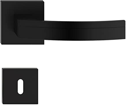 Sellon24® Türgriff Türbeschlag Türdrücker BB WC PZ Kurzschild Innentür Eckig ALU Barcelona (BB SCHWARZ)