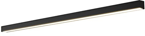 LED Wohnzimmer Deckenleuchte Innen Schwarz Deckenlampe Dimmbar Acryl Spiegelleuchte Aluminium Lange Lichtleiste Deckenbeleuchtung Badlampe für Korridor Badzimmer Büro Schlafzimmer (Schwarz,120cm)