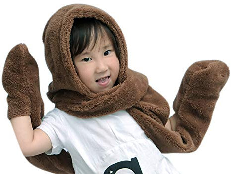 Kapuzenschal Winter Warme Schalmütze Plüsch Wintermütze Damen 3 in 1 Fellmütze Warm Schalhandschuhe Junge Mädchen Plüschmütze Winddicht Kälteschutz Wintermütze Lange Schal Outdoor Sport Freizeit