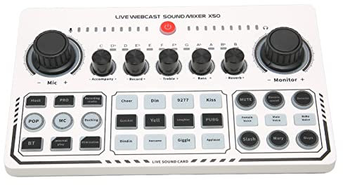 Mezclador de Audio Profesional, Paquete de Equipo de Podcast, Tarjeta de Sonido Externa USB con 12 Efectos de Sonido de Calentamiento, Tarjeta de Sonido en Vivo e Interfaz de