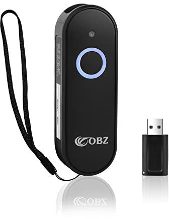 OBZ Mini Lettore Codice a Barre Wireless 2D 1D Lettore Barcode Bluetooth Portatile Lettore QR Code 2.4G USB Scanner di Codici a Barre Sanza Fili Barcode Scanner per iOS, Android, Tablet, PC, POS