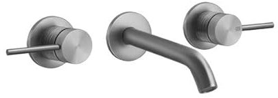 Gessi 316 Trame Set de montage final pour robinetterie murale de lavabo à 2 poignées, bec fixe, sans garniture de vidage, 54392, Coloris: Acier inoxydable brossé mat