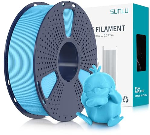 SUNLU Matte PLA Filament 1.75mm, 3D Drucker Filament mit Matter Oberfläche, Neatly Wound Filament, Einfach zu Bedienen, 1kg(2.2lbs) Spule PLA Filament für FDM 3D Drucker, Matte Hellblau