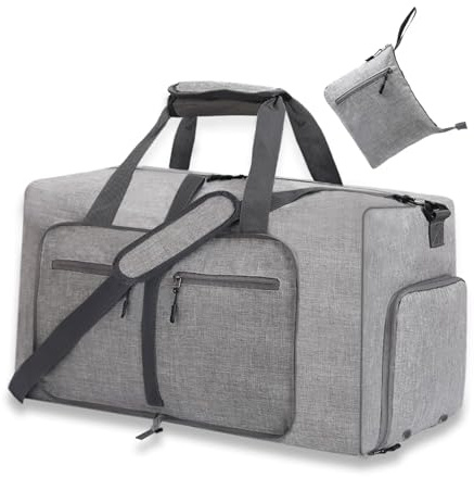 YZK 65L Faltbare Reisetasche Damen Herren, Reisetaschen Groß mit Schuhfach, Travel Duffle Bag Weekender Herren für Reisen, Urlaub Übernachtung, Krankenhaus, Camping