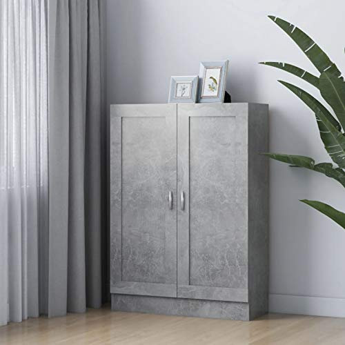 LAPOOH Bücherschrank, Standregal, Bücherregal, Aktenregal, Ordnerregal, Büroregal, Regal Für Ordner, Bookshelf, Betongrau 82,5x30,5x115 cm Spanplatte - at
