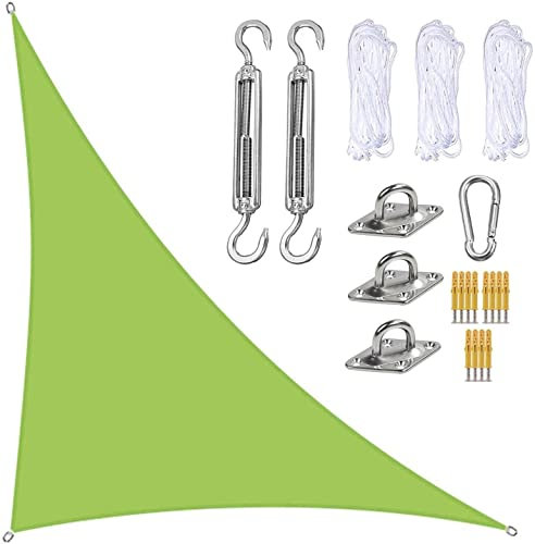 Voile d'ombrage Voile D'ombrage Imperméable Triangulaire, Filet Dombrage Triangle Résistant 98% Protection Rayons UV pour Patio Jardin Extérieur (Color : Green, Size : 4x4x5.7m)