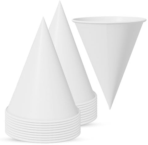CHEF ROYALE Vasos de papel de 130 ml, ideales para servir granizados, helados, agua, vasos de papel blanco a prueba de fugas, cono para uso en oficina, reuniones en casa, bodas, fiestas de cumpleaños