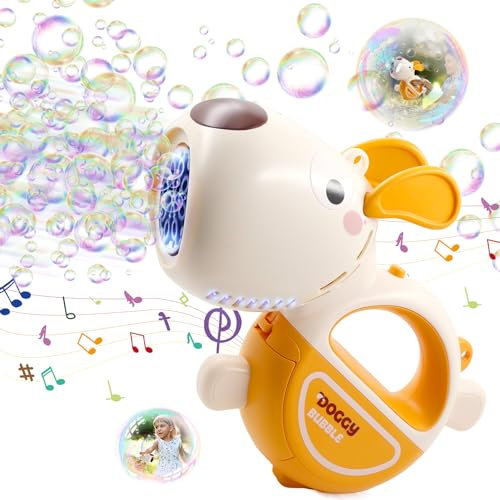 Bubble Gun,Kinder Automatische Seifenblasenpistole,Seifenblasenmaschine Gun Kinder mit Licht und Musik,für Kinder und Erwachsene,Geeignet für Outdoor Geburtstagsfeiern Hochzeitsfeiern (Orange)