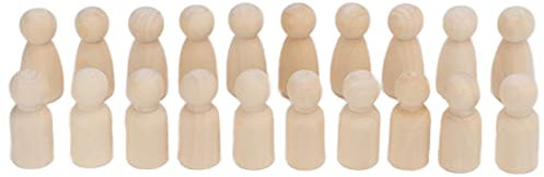 Camelize Holzfiguren Puppen, 20 Stücke Unvollendete Kleinkind Holz Puppe DIY Handwerk Spielzeug Geschenke Graffiti (43MM gemischte männliche und weibliche Baby)