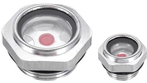 PATIKIL Olio Mirino Vetro 2pz 3/8 1 Maschio Filettato Lega Olio Liquido Livello Indicatore Olio Indicatore per Pompa Aria Compressore Raccordi