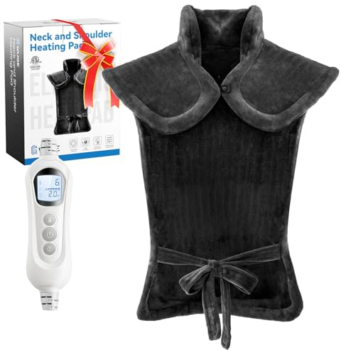WUGE Mothers Day Gifts for Mom, Heating Pad for Neck Shoulder and Back, Birthday Gift for Women Men, Deeper Pain Relief, Large Weighted Heat Pad, ETL Certified, Gray
