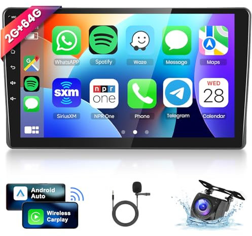 2G+64G Autoradio Android 13 per FIAT Panda 2003-2012, 9 HD Schermo Tactile Stereo Auto co Carplay Android Auto Wireless GPS Wi-Fi USB Bluetooth Radio FM RDS Retrocamera
