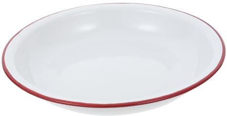 Mikinona Vintage Enamel Plate Deep Salad Bowl Enamelware Camping Dishes Outdoor Picnic BBQ Butter Fruit Serving Tray