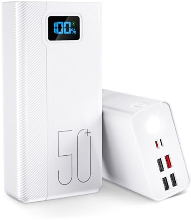 50000mAh Power Bank: Batterie Externe de 22,5 Watts, Charge Rapide, Haute capacité, 5 Sorties et 3 entrées Chargez Votre téléphone Mobile